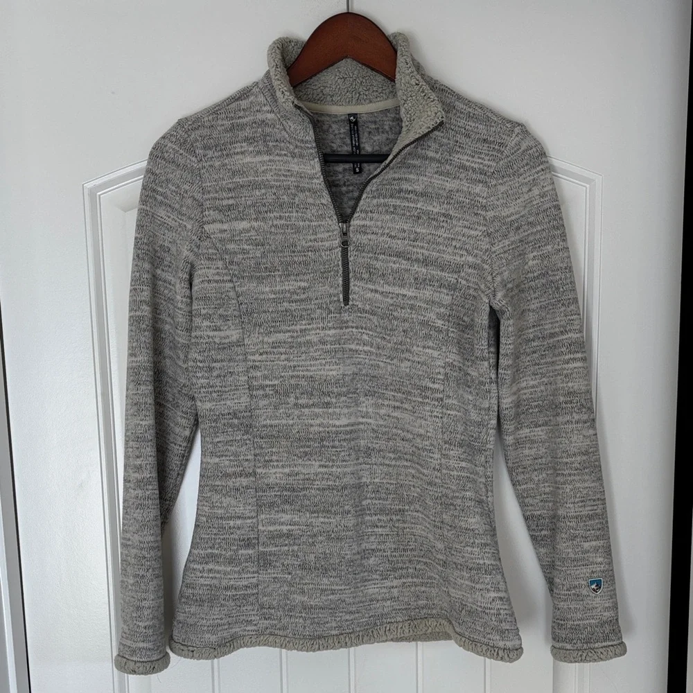 Kuhl Alaska‎ 1/4 Zip Fleece Lined Pullover Gray Cream Outdoors Women’s Small